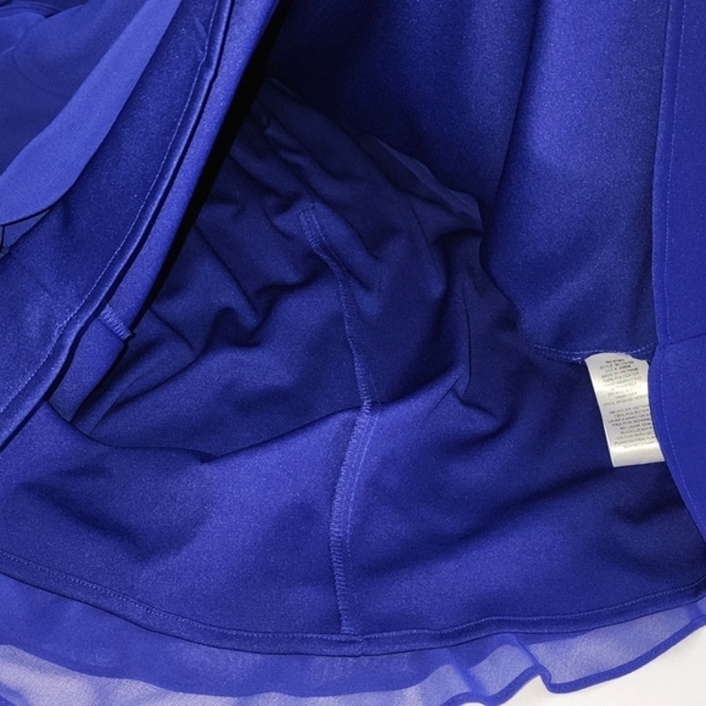 SLNY Women's Royal Blue Tiered Chiffon Sleeveless Shift Dress 6 - Picture 7 of 13